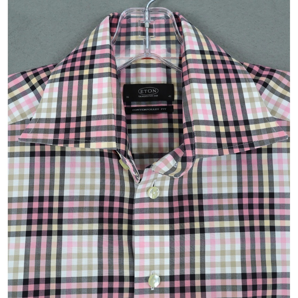 Eton Contemporary Men Multicolor Plaid Check Long Sleeve Dress Shirt Size 16-41